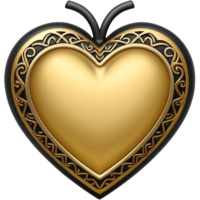 Gold heart with black details  emoji