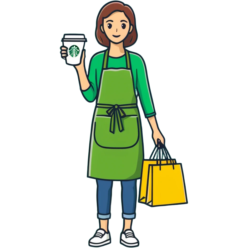 Starbucks and shopping mom emoji