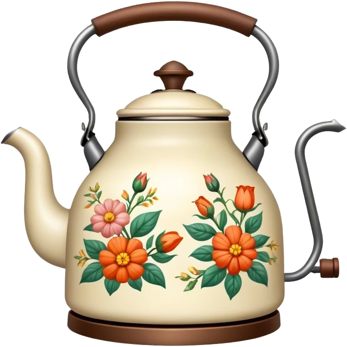 Vintage kettle with flower design emoji