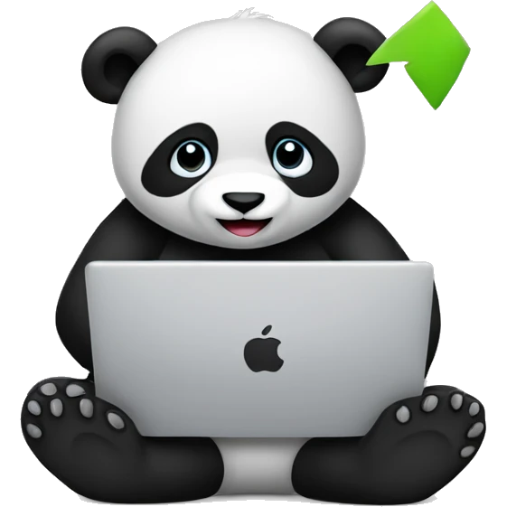 panda writing code on macbook emoji
