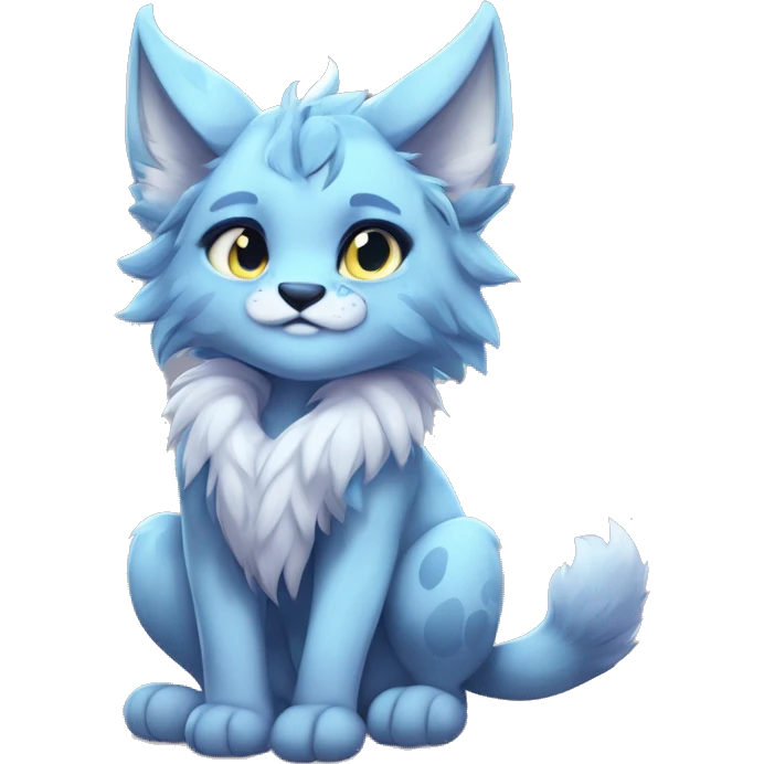 Anthropomorphic Anthro Pastel Blue Sona Lynx-Fakémon Furry Full Body emoji
