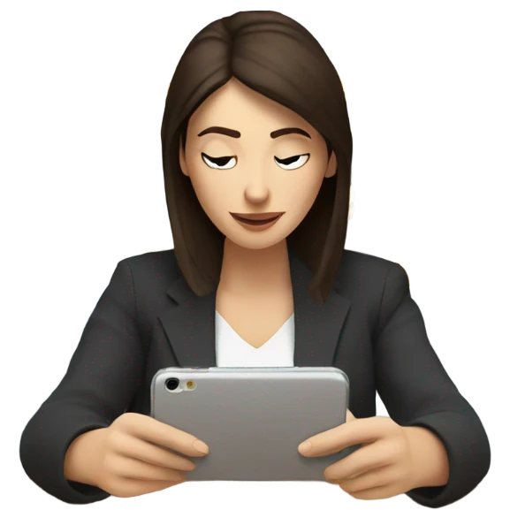 brunet woman smartphone charts emoji