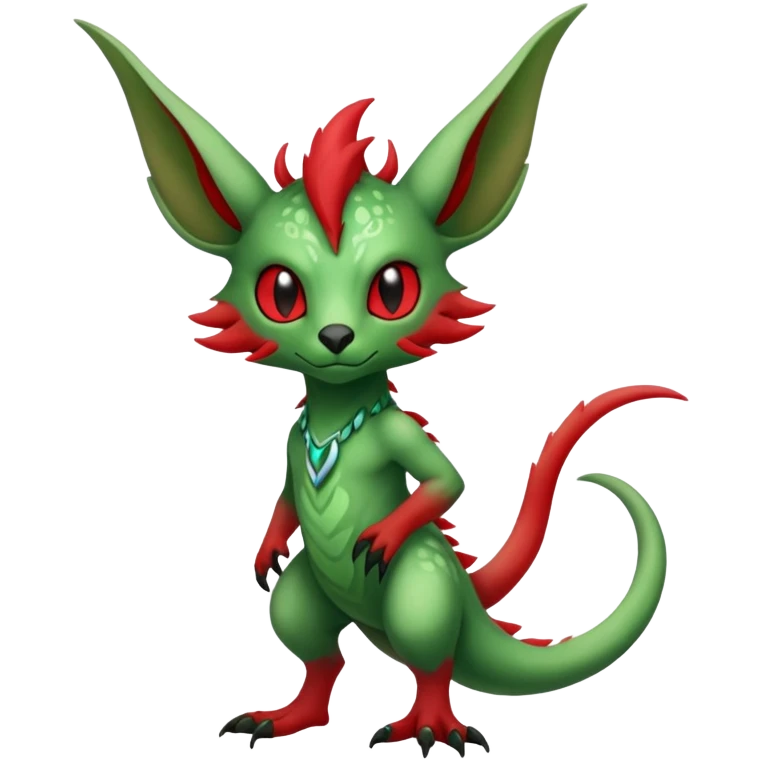 Cool Edgy Green Red ethereal Fionbri-Vernid-Trico-animal-creature full body emoji