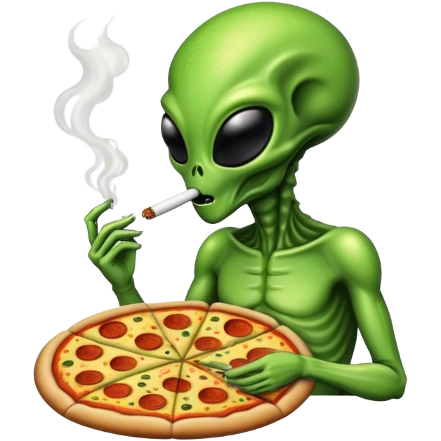 Alien with weed and pizza emoji