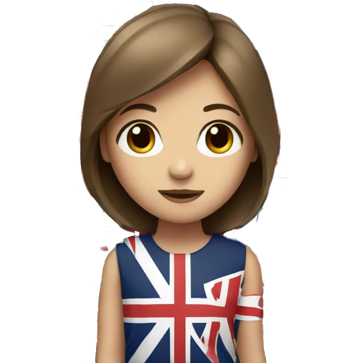 brown hair girl with union jack flag around her  emoji