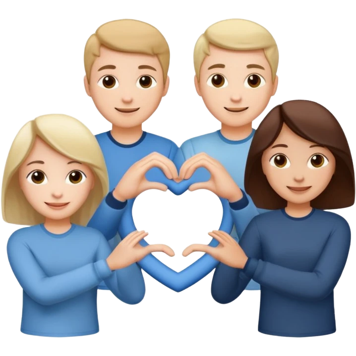 Создай очень счатливых учиников показывающих сердечко emoji