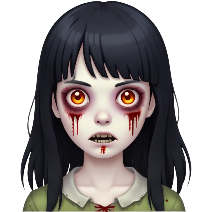Zombie girl with black long hair and bangs emoji