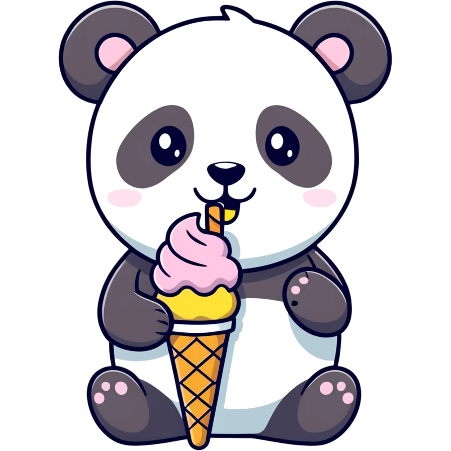 Panda eating ice cream emoji