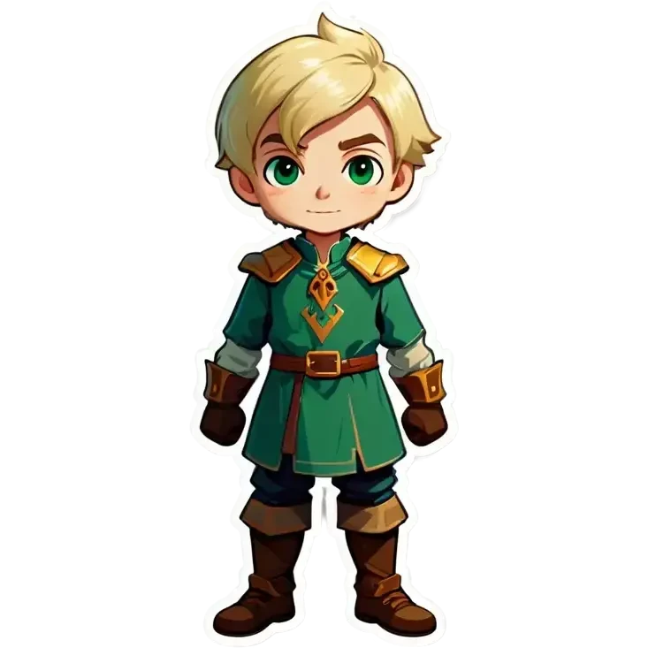 A blonde squire boy in a green tunic emoji