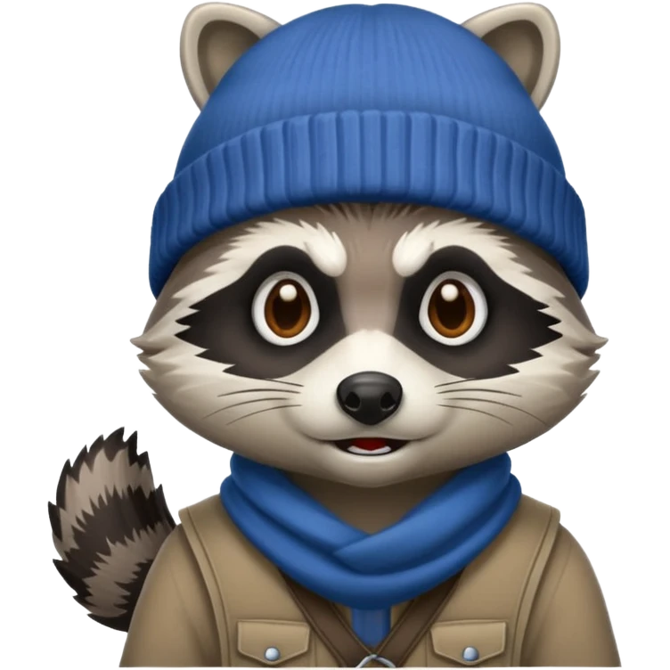 Aggressive Raccoon bandit with beanie hat emoji