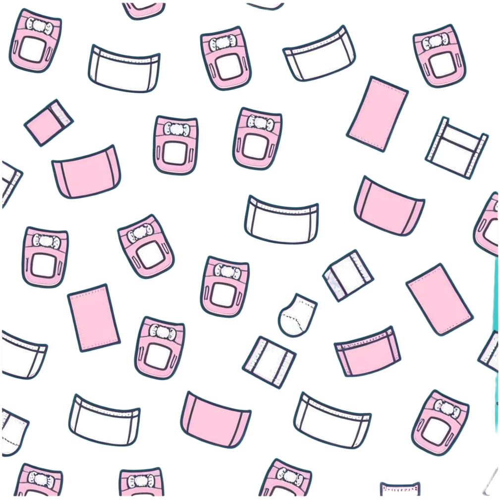 pastel pink baby diaper with cartoon nursery print pattern emoji