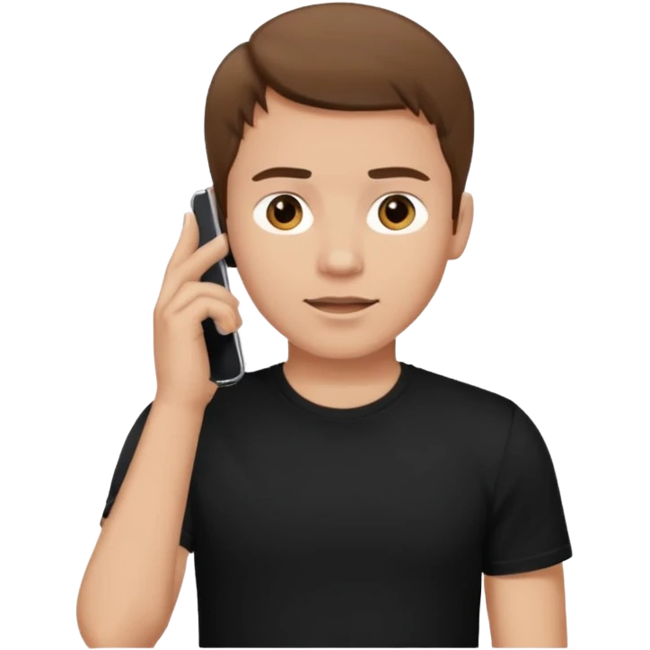man with brown hair talking on the smartphone at the ear emoji