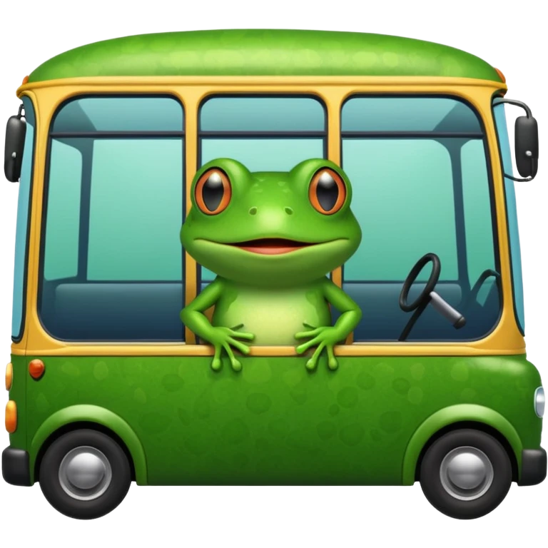 Frog with a bus emoji