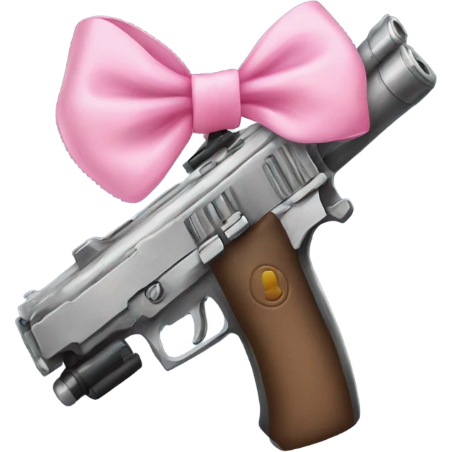 Gun with cute pink bow  emoji