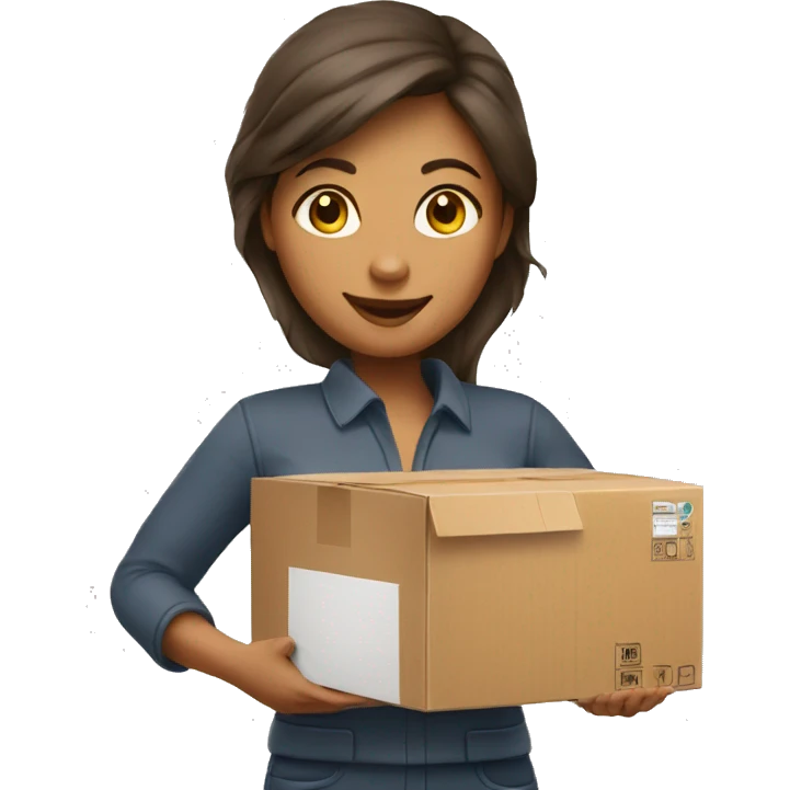 delivery woman cardboard box emoji