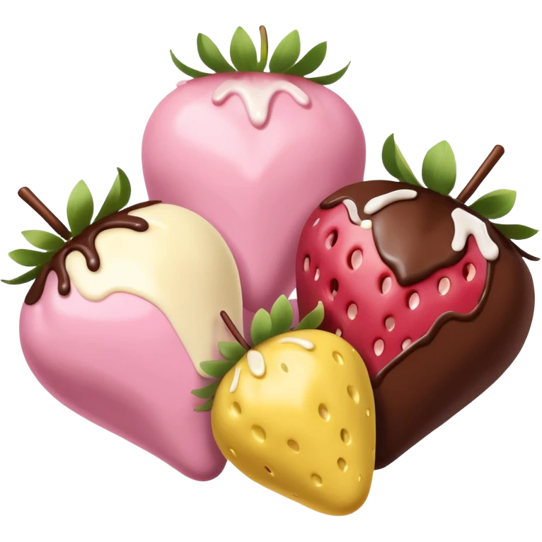 Chocolate-covered strawberries in soft pink, beige and yellow pastel colors emoji