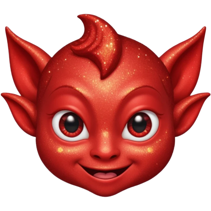 red glitter imp happy winking an eye emoji
