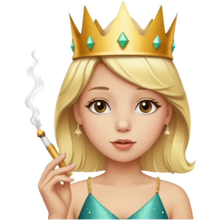 Blonde girl smoking wearing a birthday crown with sparkles around her emoji
