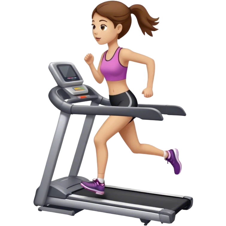 Girl, brown hair, running on a treadmill  emoji