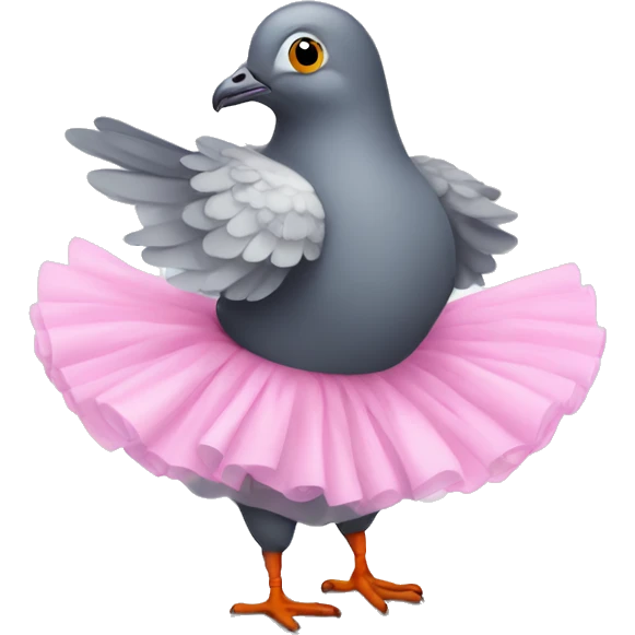 A pigeon wearing a tutu emoji