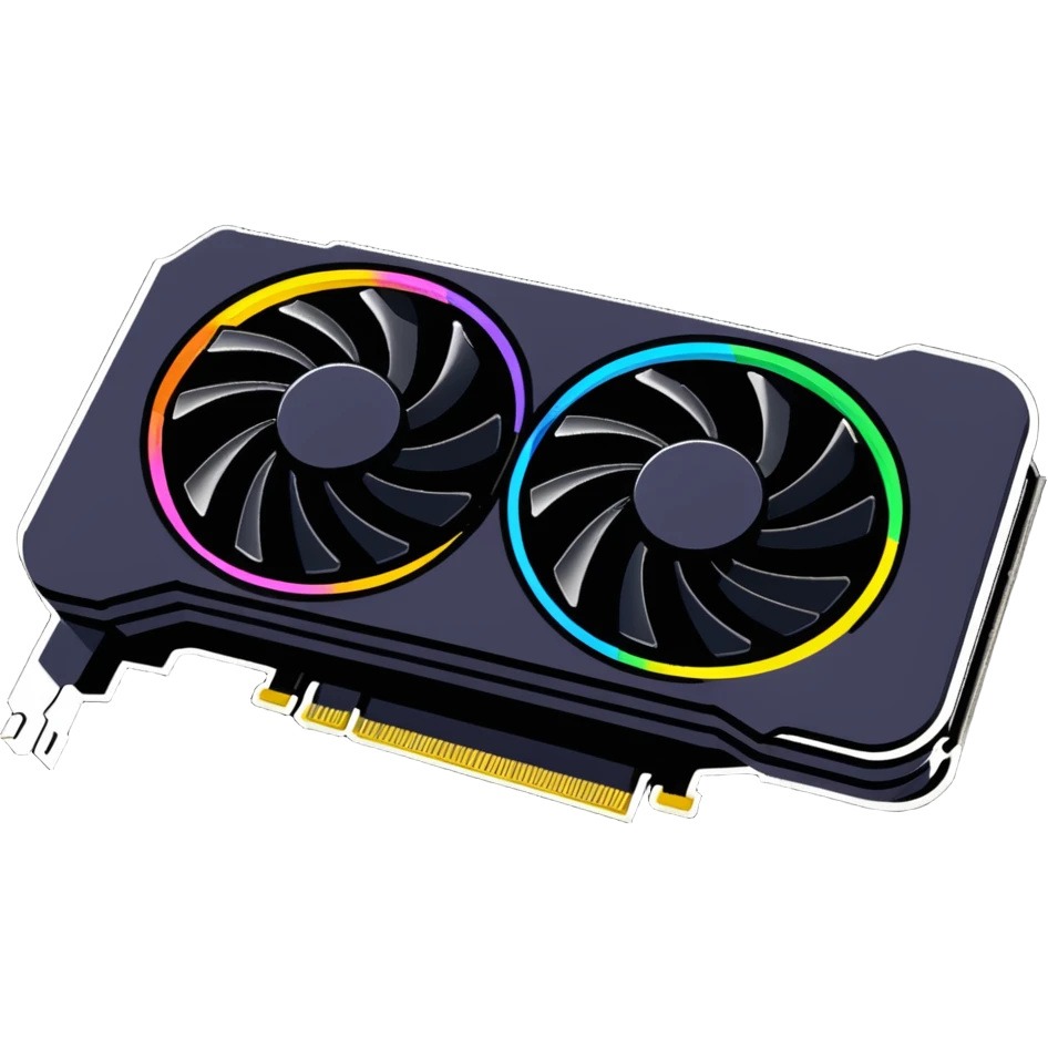 modern gaming video card with RGB lighting and cooling fans emoji