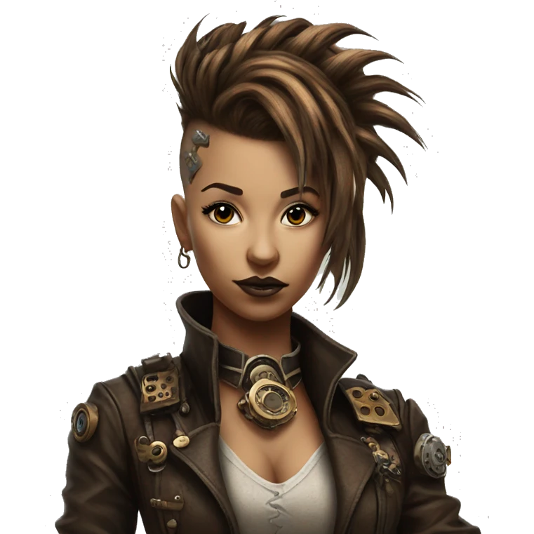Photorealistic steampunk mohawk girl emoji