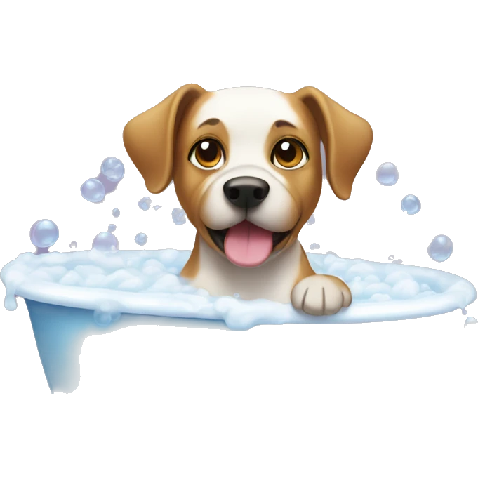 Dog in bubble bath emoji