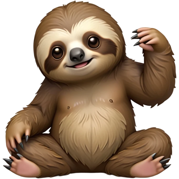 cinematic-sloth-realistic-full-body-sitting-emoji,-long-curved-claws-clinging,-thick-shaggy-brown-fur-slightly-ruffled,-head-tilted-dramatically,-slow-blinking-eyes-filled-with-serene-wisdom,-simplified-yet-realistic-focused-features,-highly-detailed,-glowing-with-an-almost-sarcastic-glow emoji
