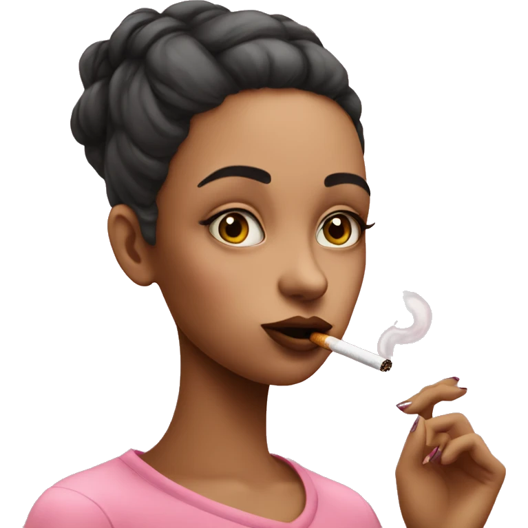 girl with baggy eyes smoking a cigarette but make it pink emoji
