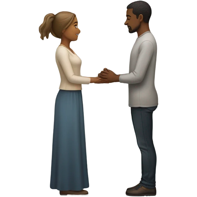 Woman standing. man kneeling praying  emoji