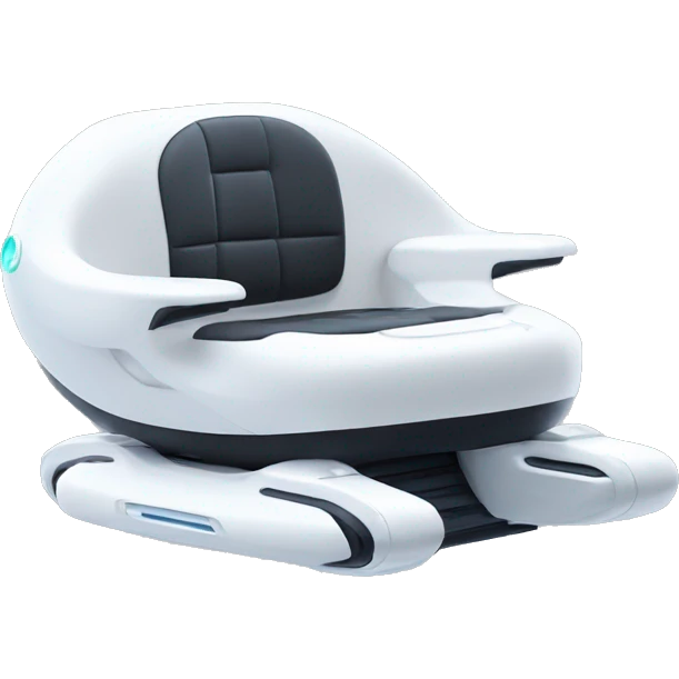 Sleek white hoverchair of the future with a joystick for steering emoji
