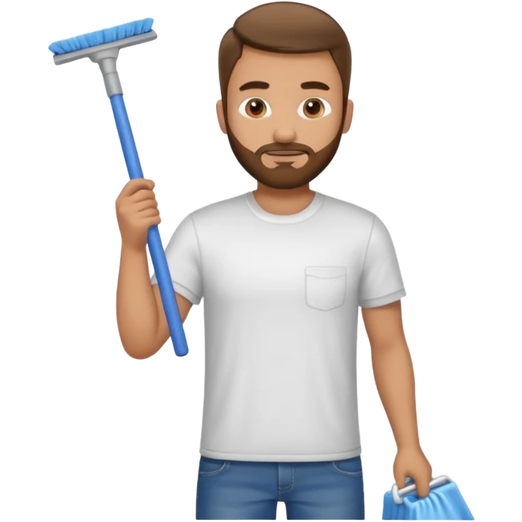 Guy with very short beard doing house chores emoji