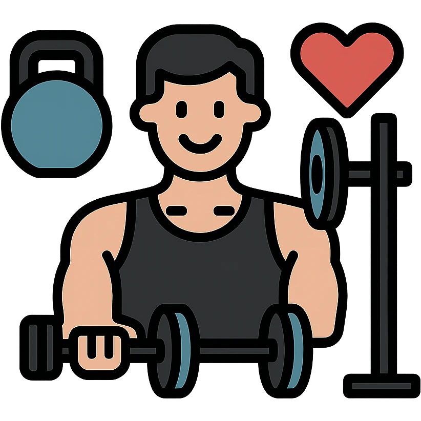 Remove all yellow color from the icon, keep the gym lover theme, maintain icon style, keep the rest of the colors vibrant and clear. emoji