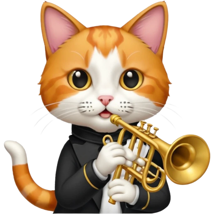 calico cat play trumpeter, portrait emoji