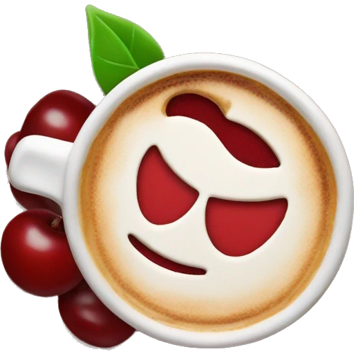 Cherry coffee latte with cherry pie  emoji