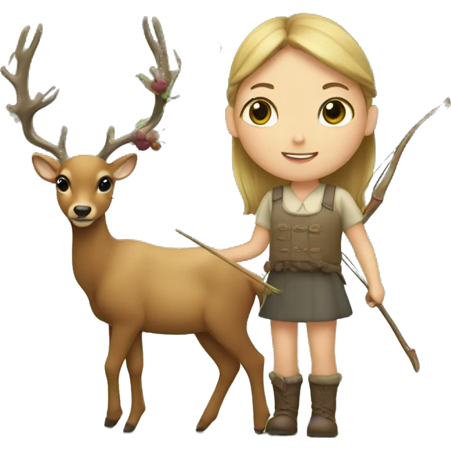 Girl harvesting a deer with a bow  emoji