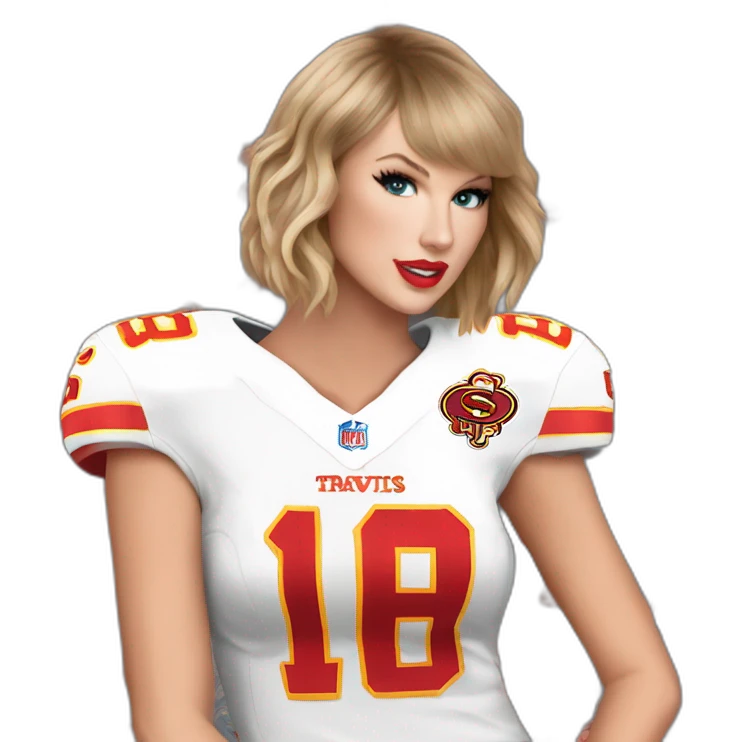 taylor swift wearing travis kelce jersey emoji