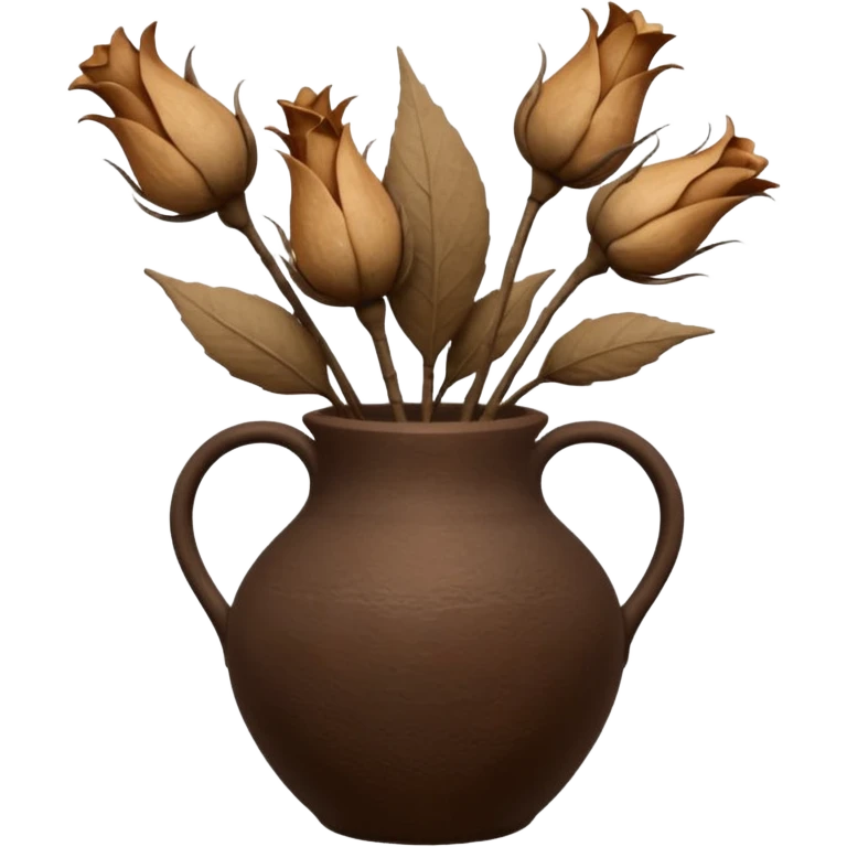 Dried flowers and pods in a brown vase emoji