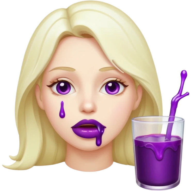 Women with dripping from her mouth after eating an eggplant emoji