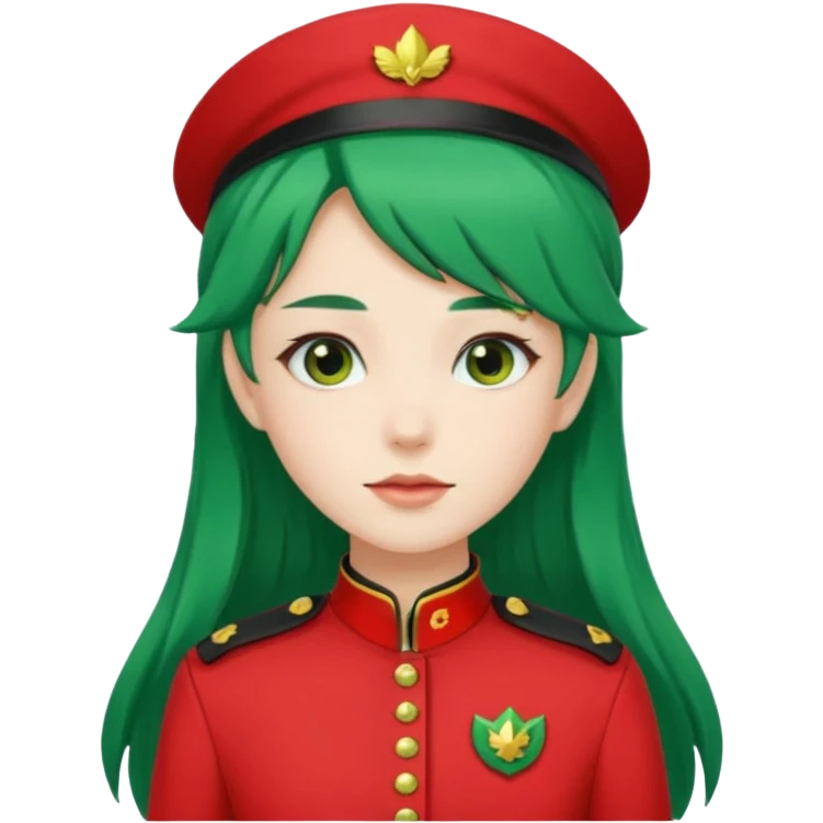 green haired scout girl with red uniform and long hair emoji