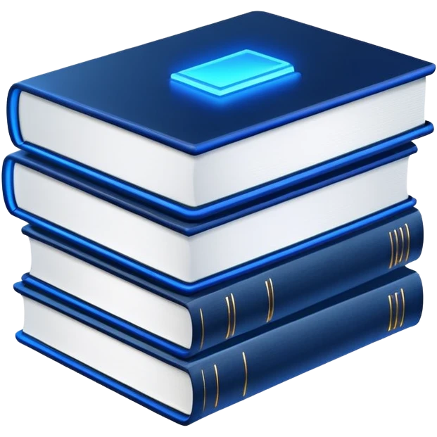 stack 3 of dark blue neon books emoji