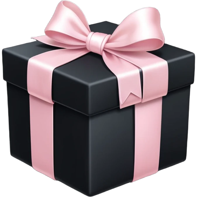 Realistic black gift box with light pink bow emoji