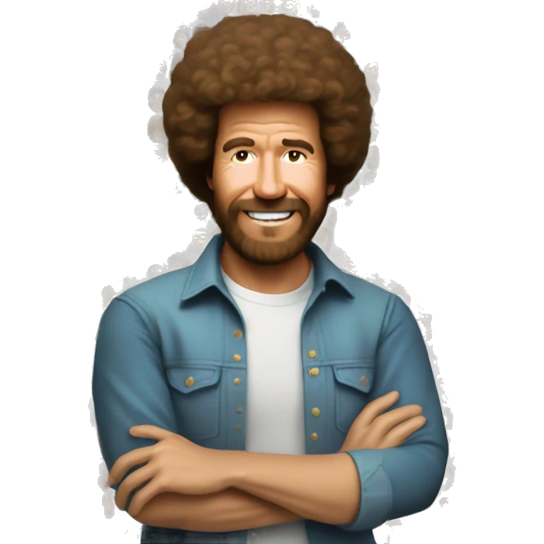 bob ross with 80´s woman emoji