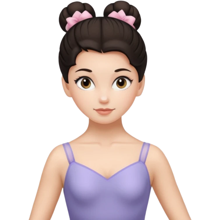 white girl with one ballet bun, dark hair,  emoji
