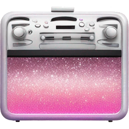 Pink ombre music device with glitter emoji