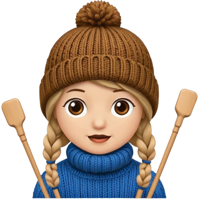 Knitted hat with knitting needles emoji