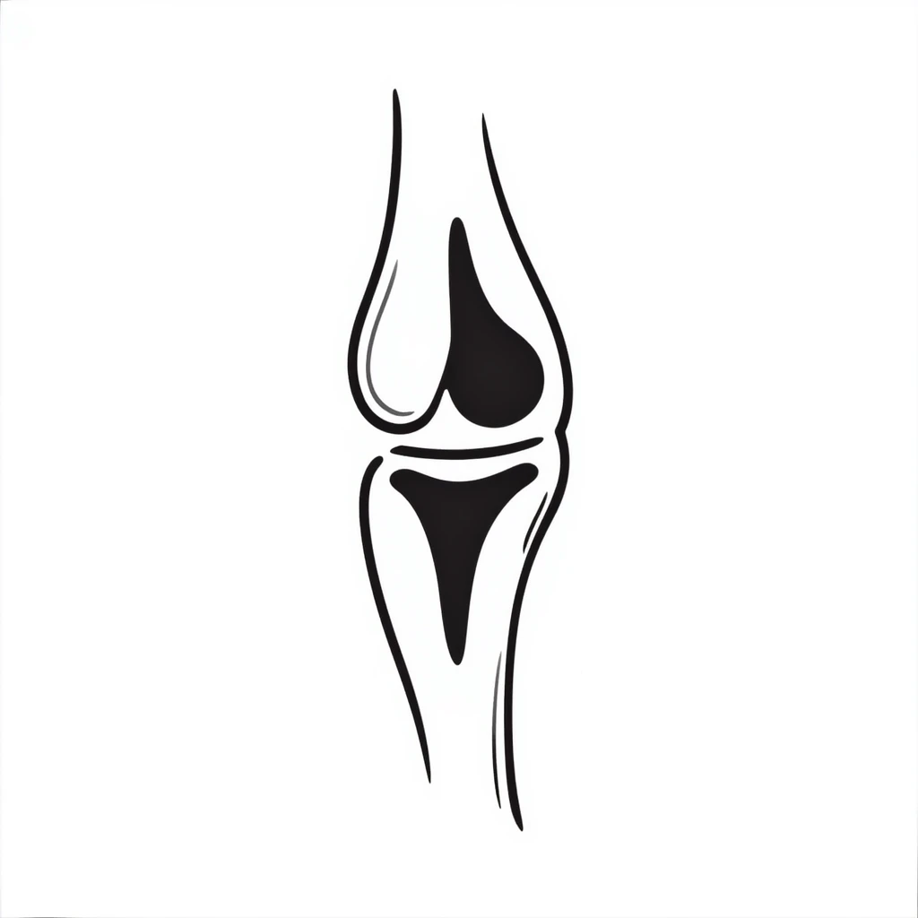 anatomical drawing of knee bones, patella and joint bones, medical illustration of knee skeleton emoji