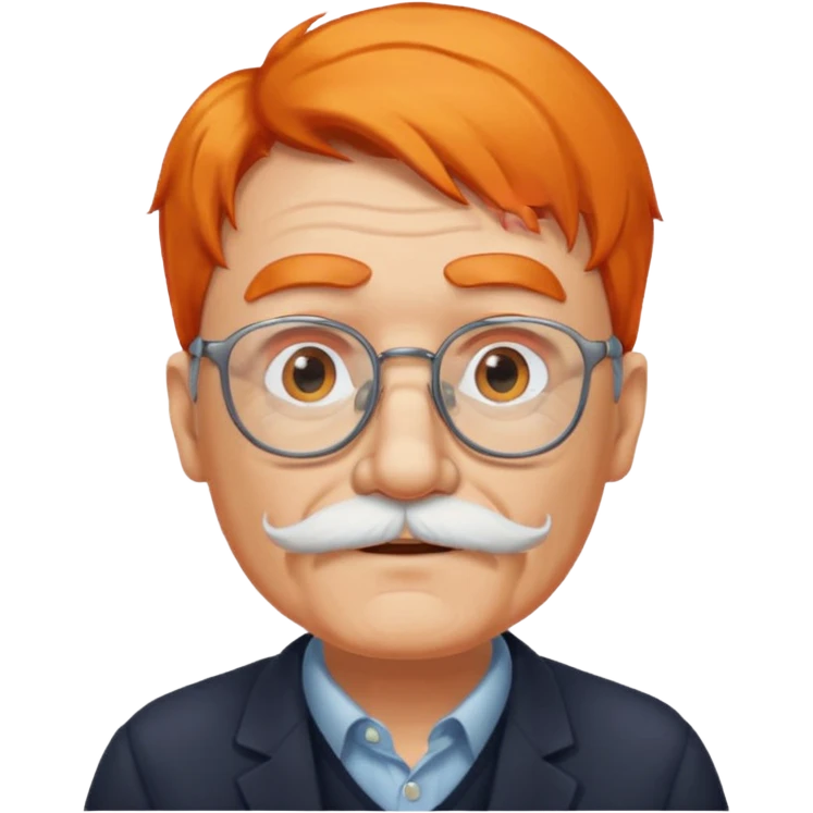 old man, orange hair, white mustache, wearing glasses emoji