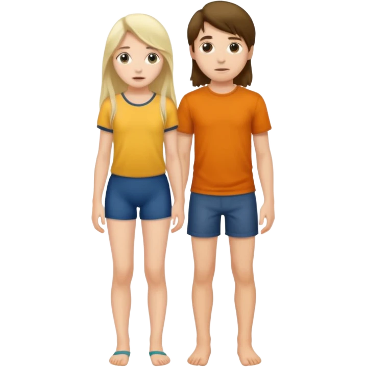 A boy with no pants behind a girl  emoji