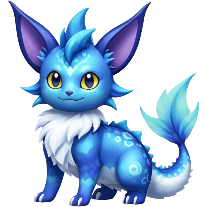 Nebulae Noibat-Vaporeon-Meowstic-Fakémon-hybrid-creature (full body)  emoji